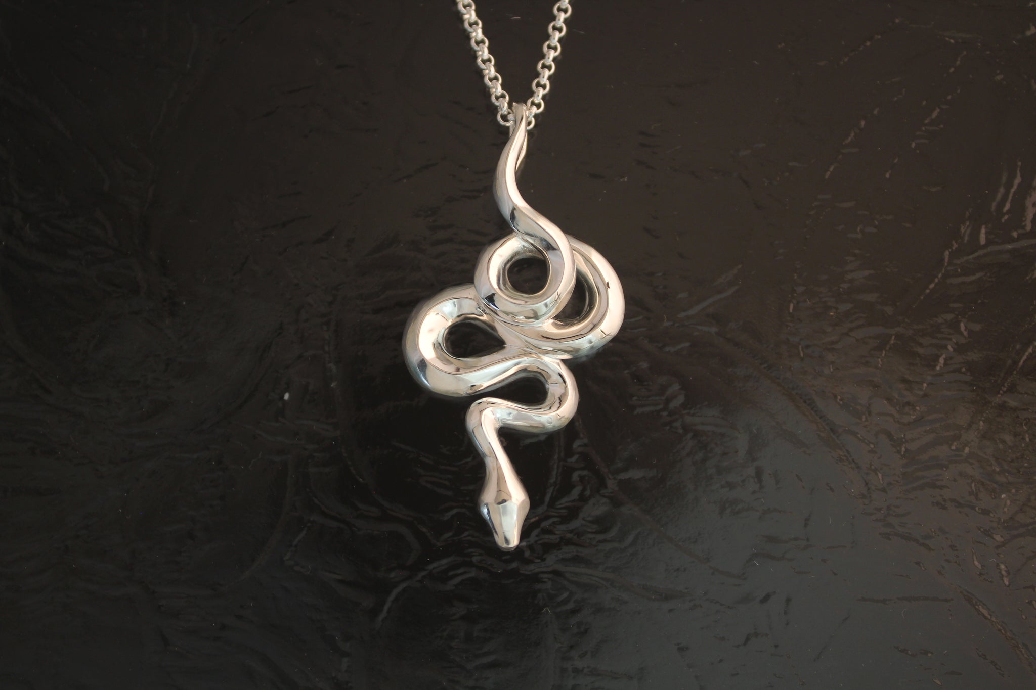 Boa Snake Pendant - Silver