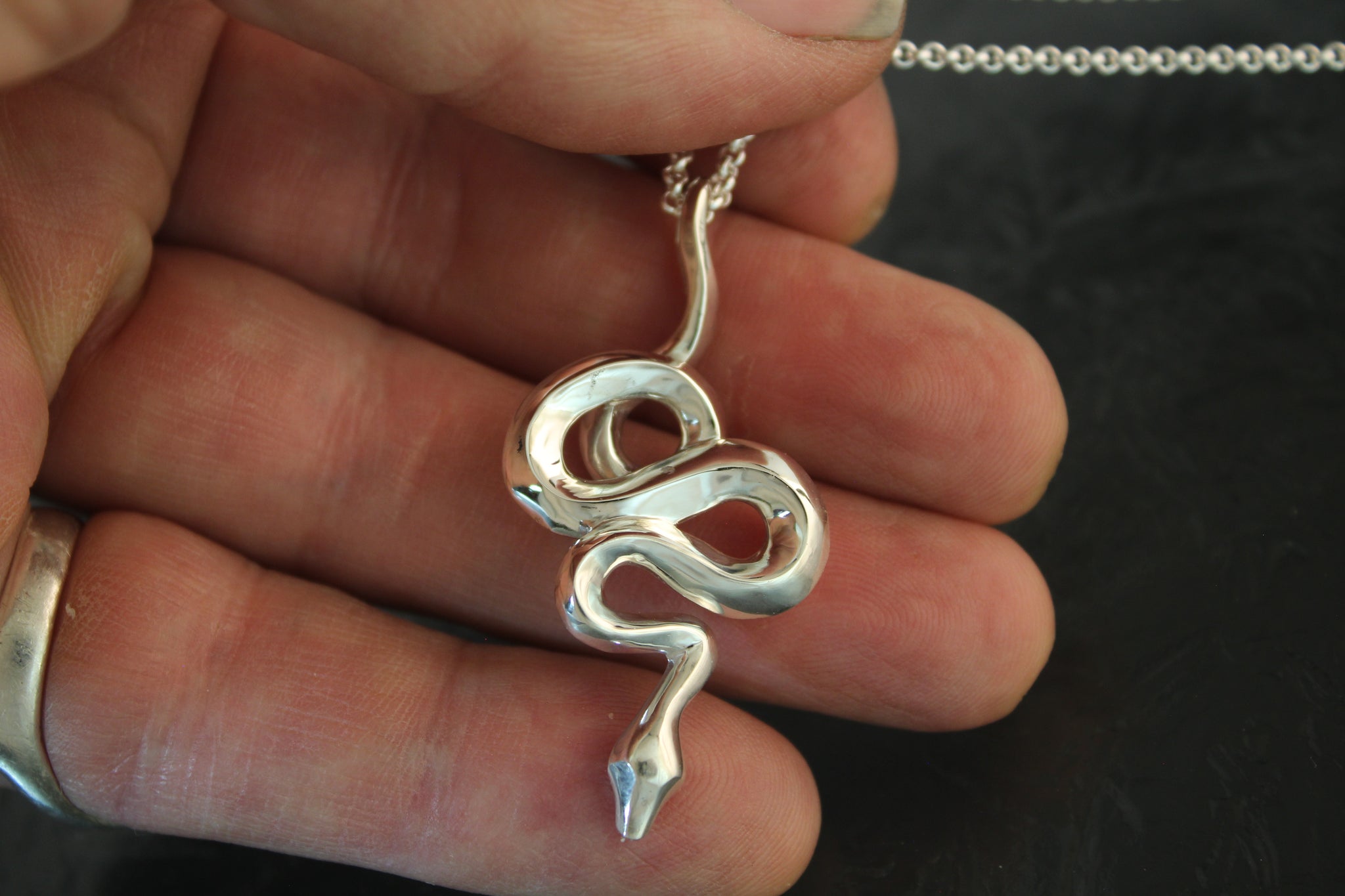 Boa Snake Pendant - Silver