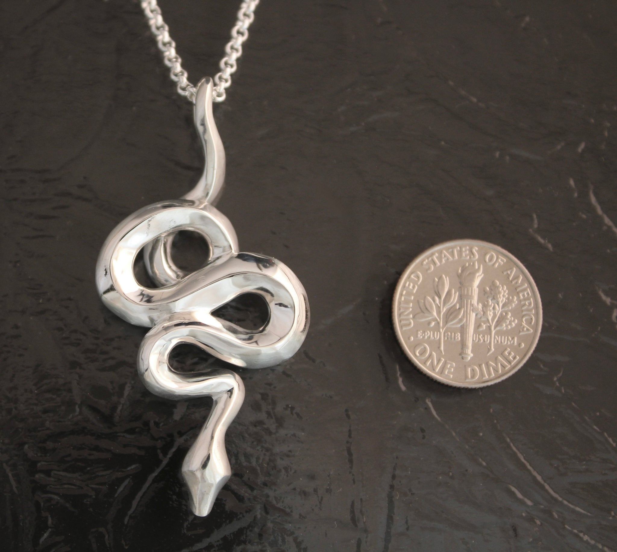 Boa Snake Pendant - Silver