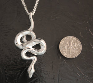 Boa Snake Pendant - Silver