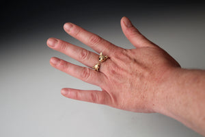 Cat  and mouse ring , bronze