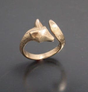 furred baby fox,   bronze