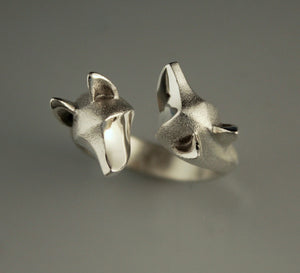 double shepherd  ring.  sterling silver