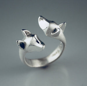 double shepherd  ring.  sterling silver