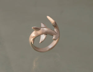 hammerhead  shark ring , silver  HIGH POLISH or SATIN finish