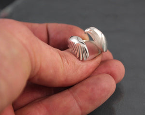 buzzard hawk.  ring,  silver