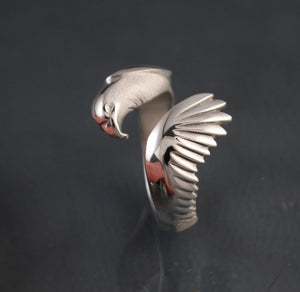 buzzard hawk.  ring,  silver