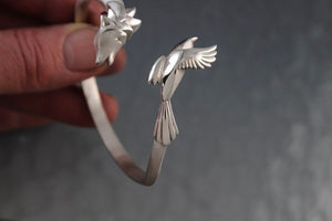 wolf and raven  bracelet ,silver