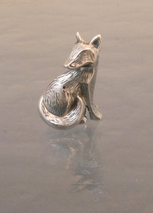 furred silver fox  pendant