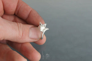 baby fox ring in sterling silver