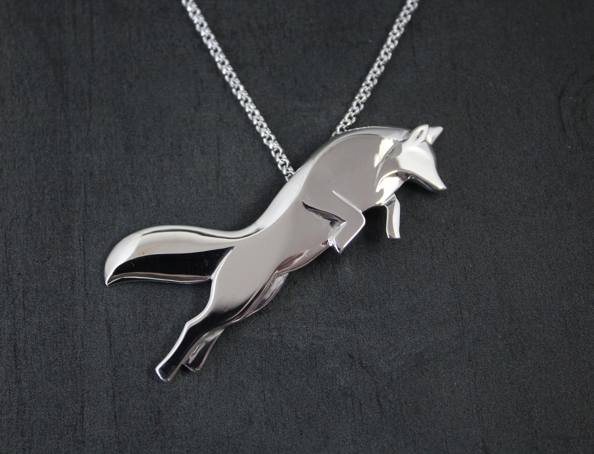 leaping fox  silver pin/pendant
