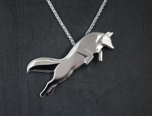 leaping fox  silver pin/pendant