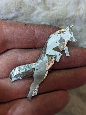 leaping fox  silver pin/pendant