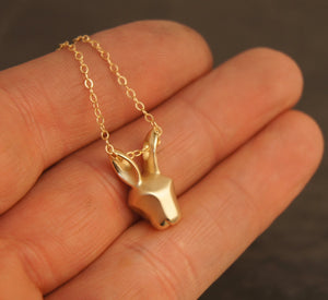 bunny pendant , bronze