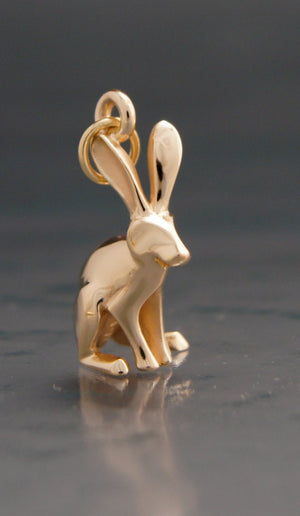 jack rabbit  pendant ,14 kt gold