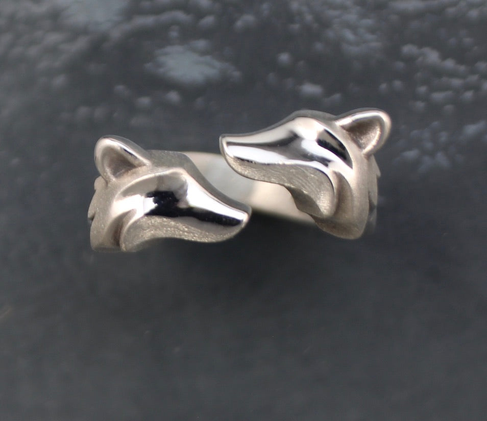 Double Fox Silver Ring
