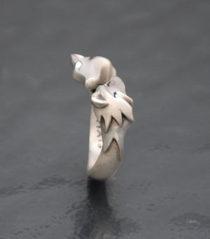 Double Fox Silver Ring