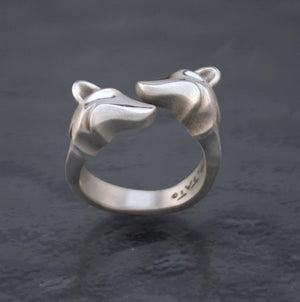 Double Fox Silver Ring