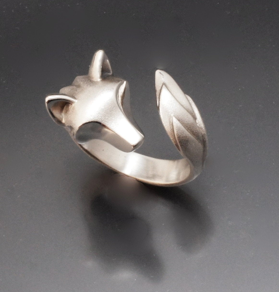 silver shaggy wolf ring