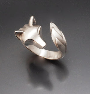 silver shaggy wolf ring