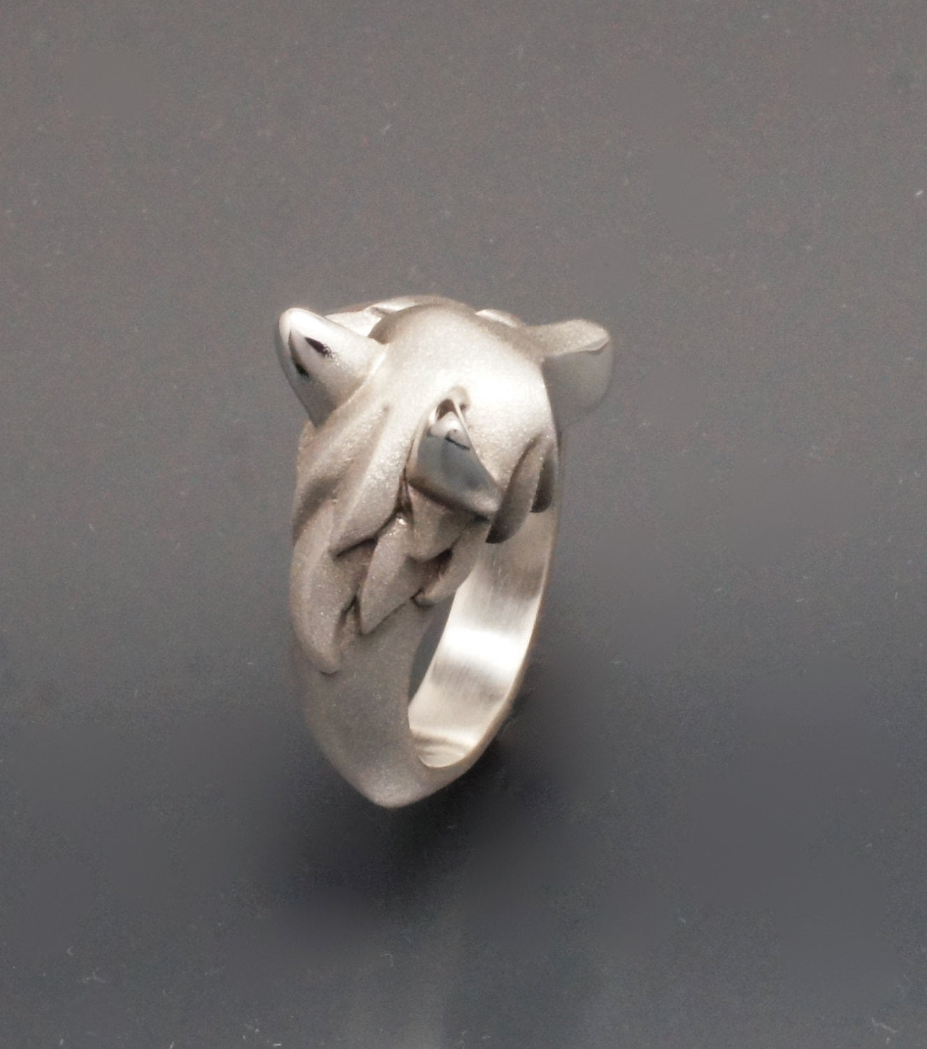 silver shaggy wolf ring