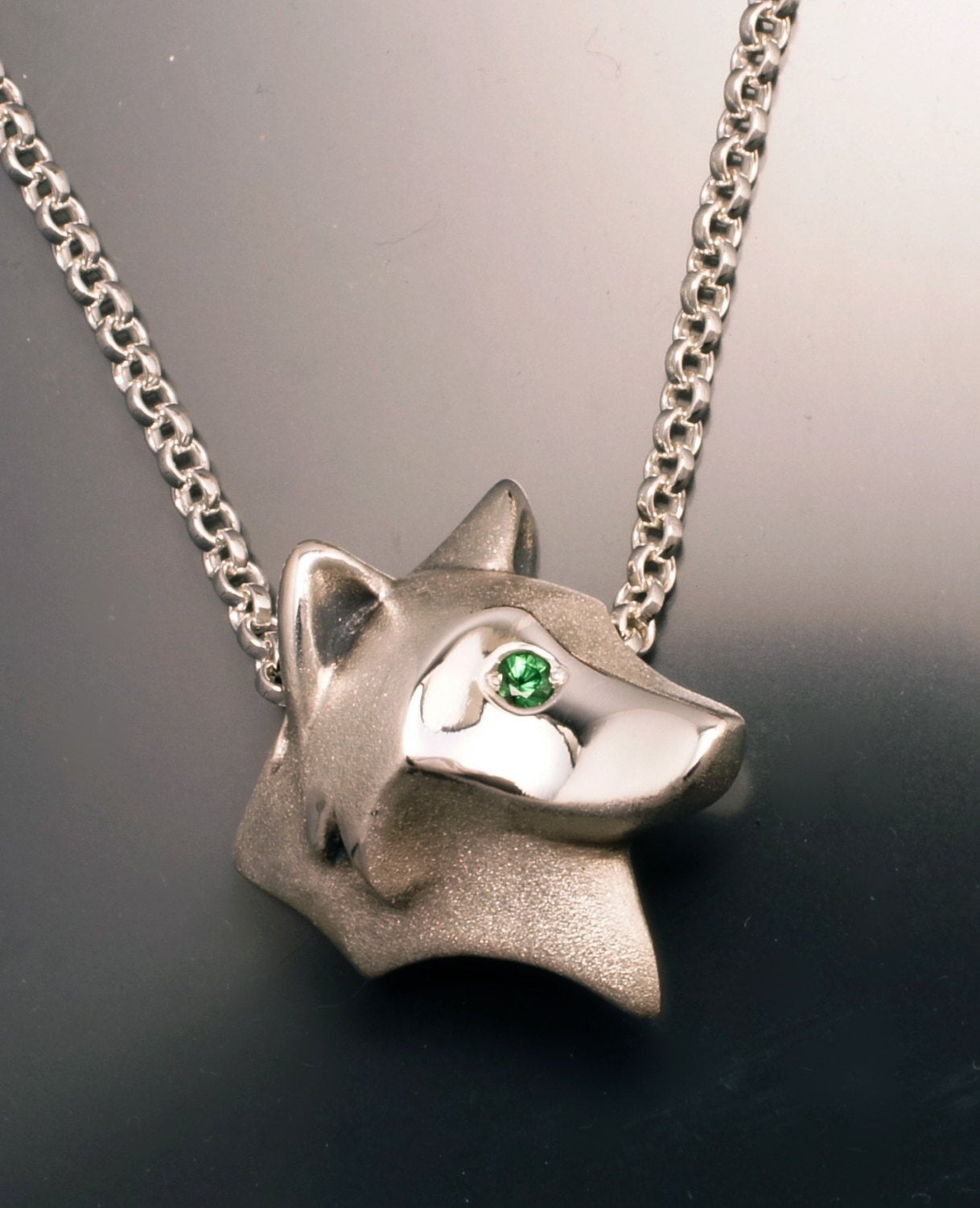silver shaggy wolf pendant