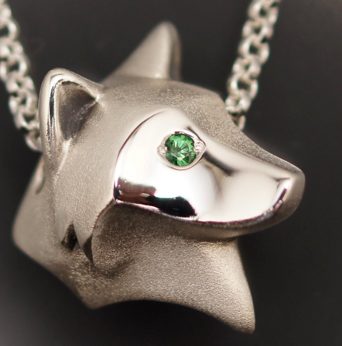 silver shaggy wolf pendant