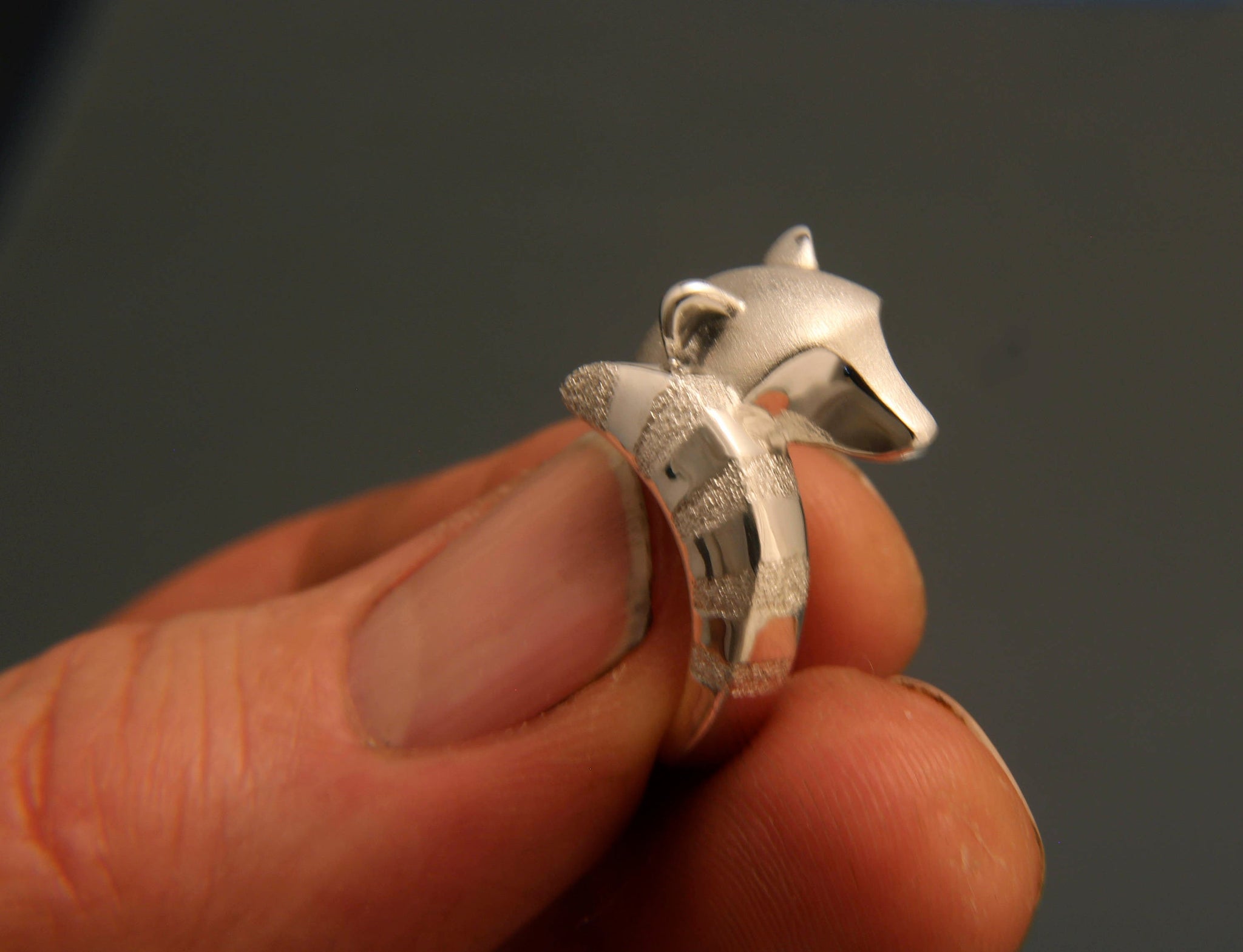 silver raccoon ring