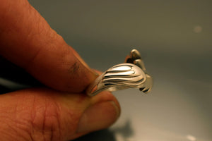 silver raven/wolf ring with diamond eyes