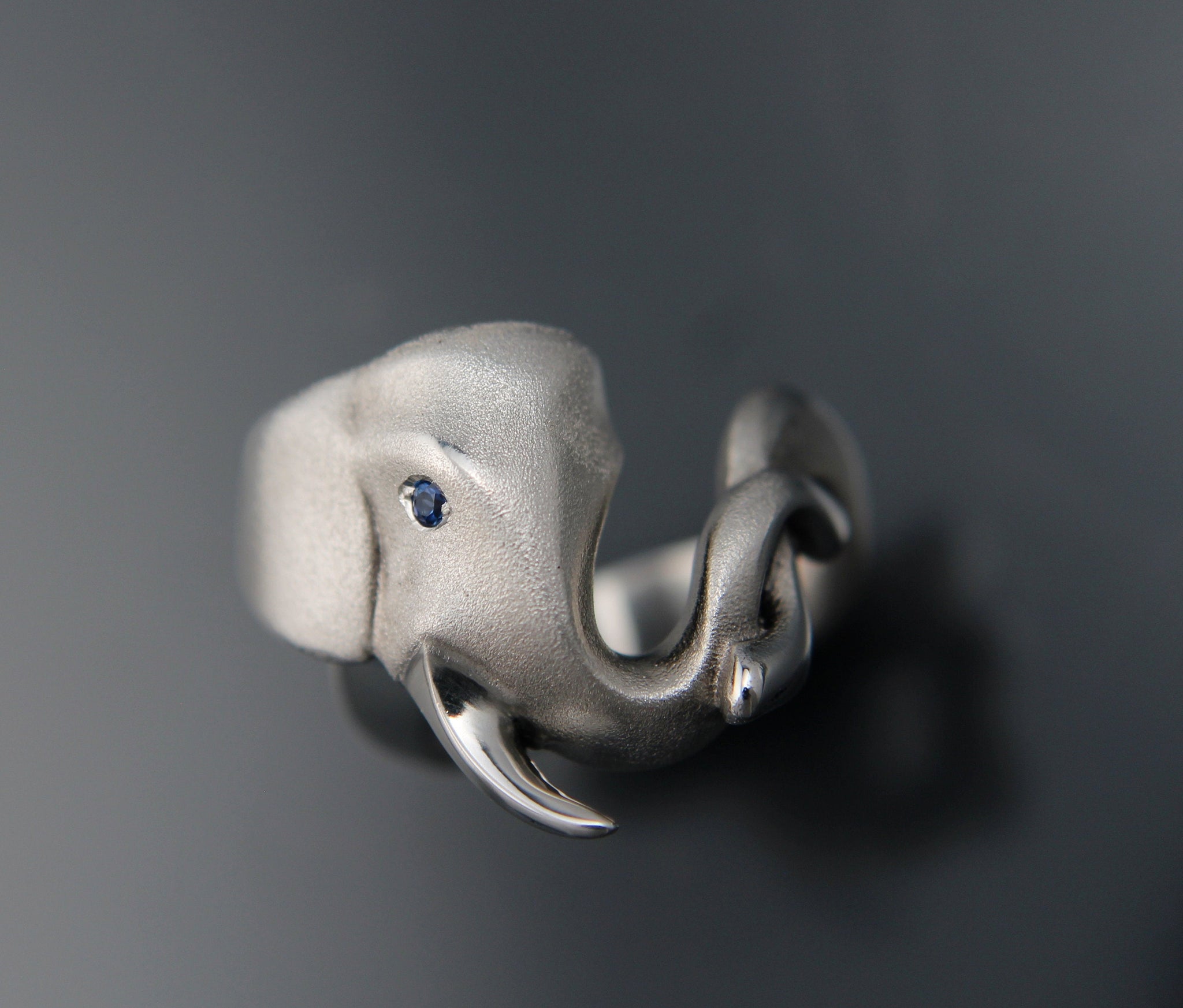 elephant silver ring with gemstone eyes