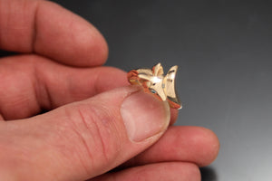 baby fox ring 14k with colored diamond eyes