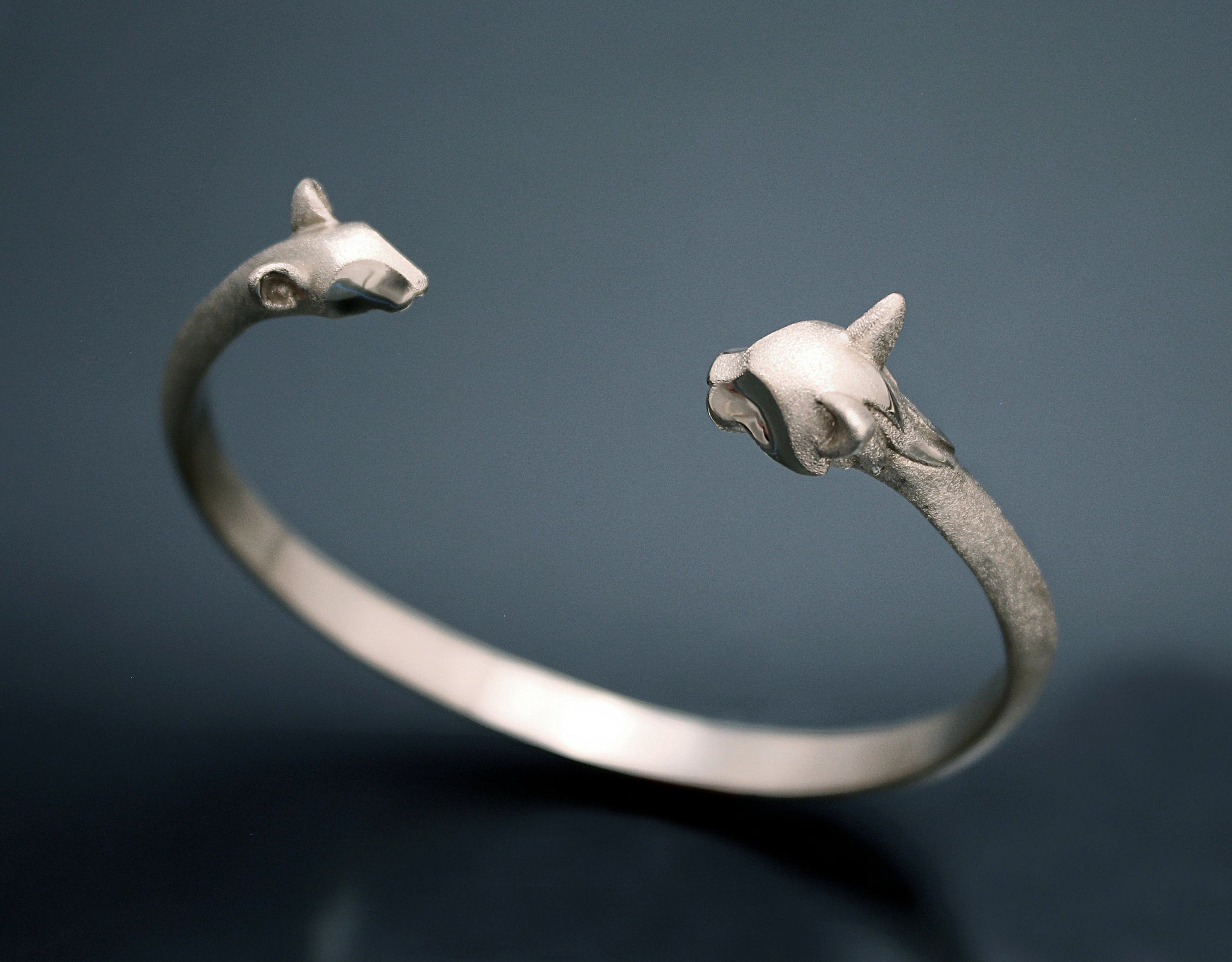 cat and mouse, silver bracelet