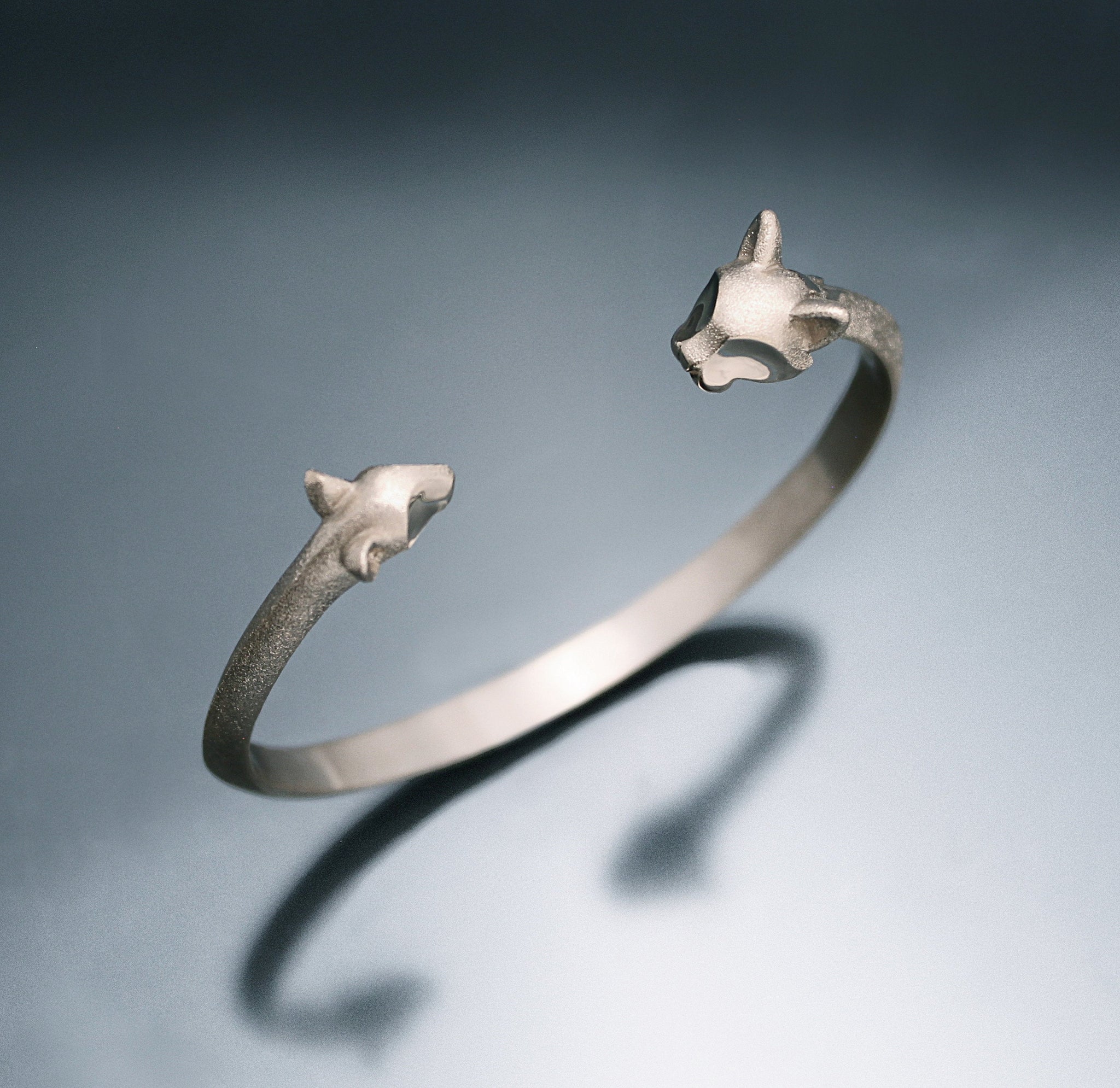 cat and mouse, silver bracelet