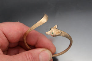 bronze fox bracelet with hand engraved fur
