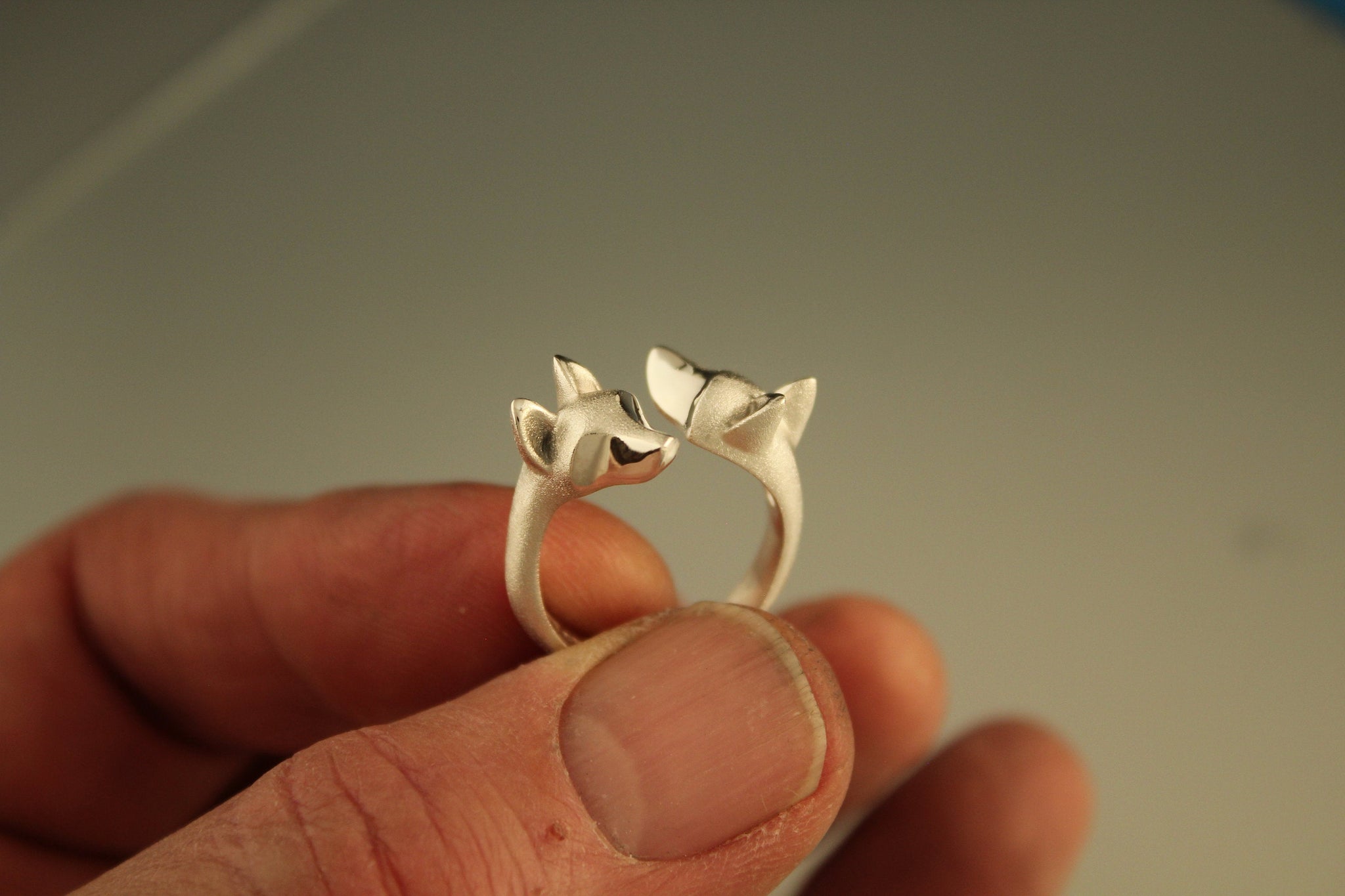 double dog  sterling silver ring