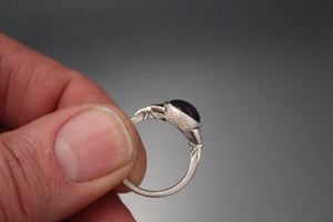 silver honey bee ring with amethyst cab