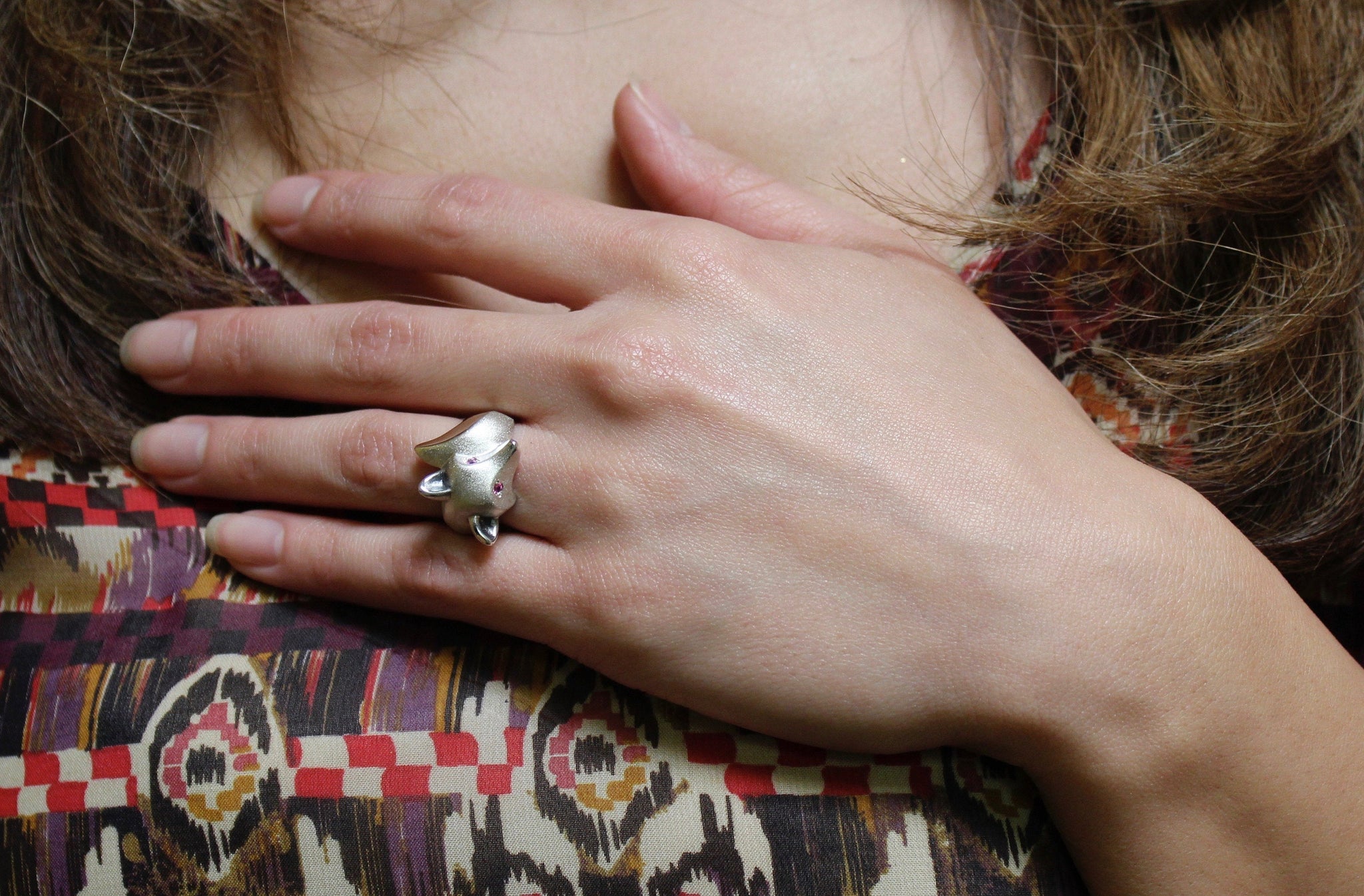 adjustable silver fox ring