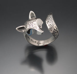 adjustable silver ring furred fox