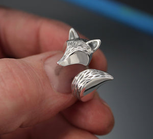 adjustable silver ring furred fox