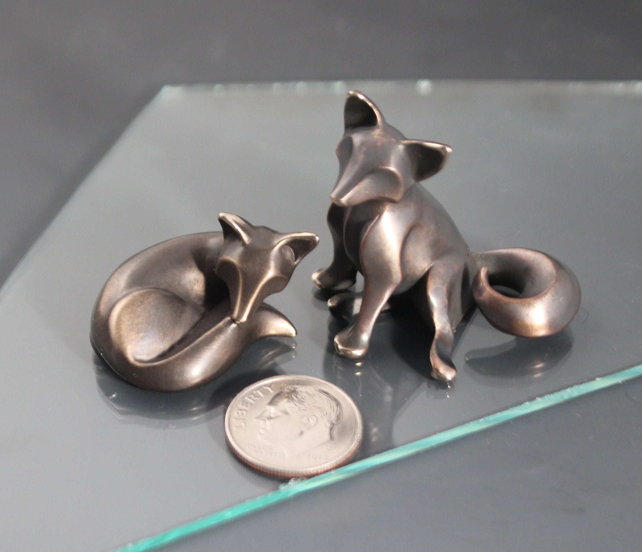 fox kits sculpture limited edition, bronze