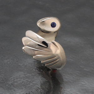 silver owl ring with gemstone eyes