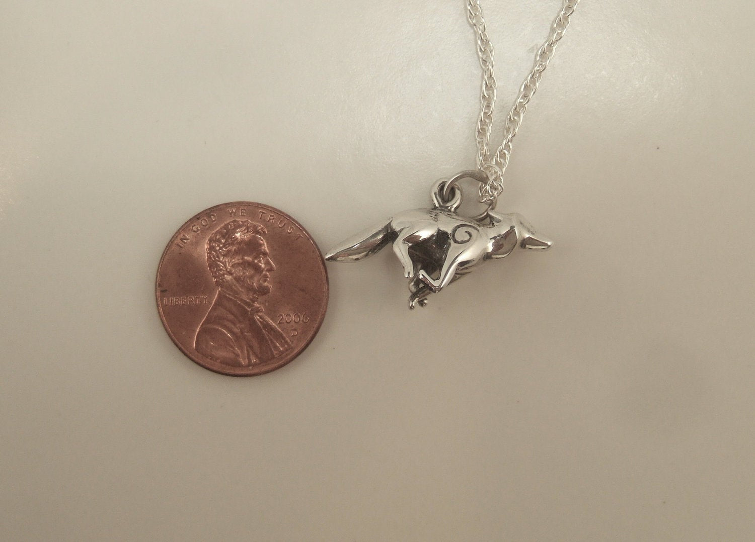 silver coyote pendant with chain