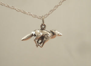 silver coyote pendant with chain