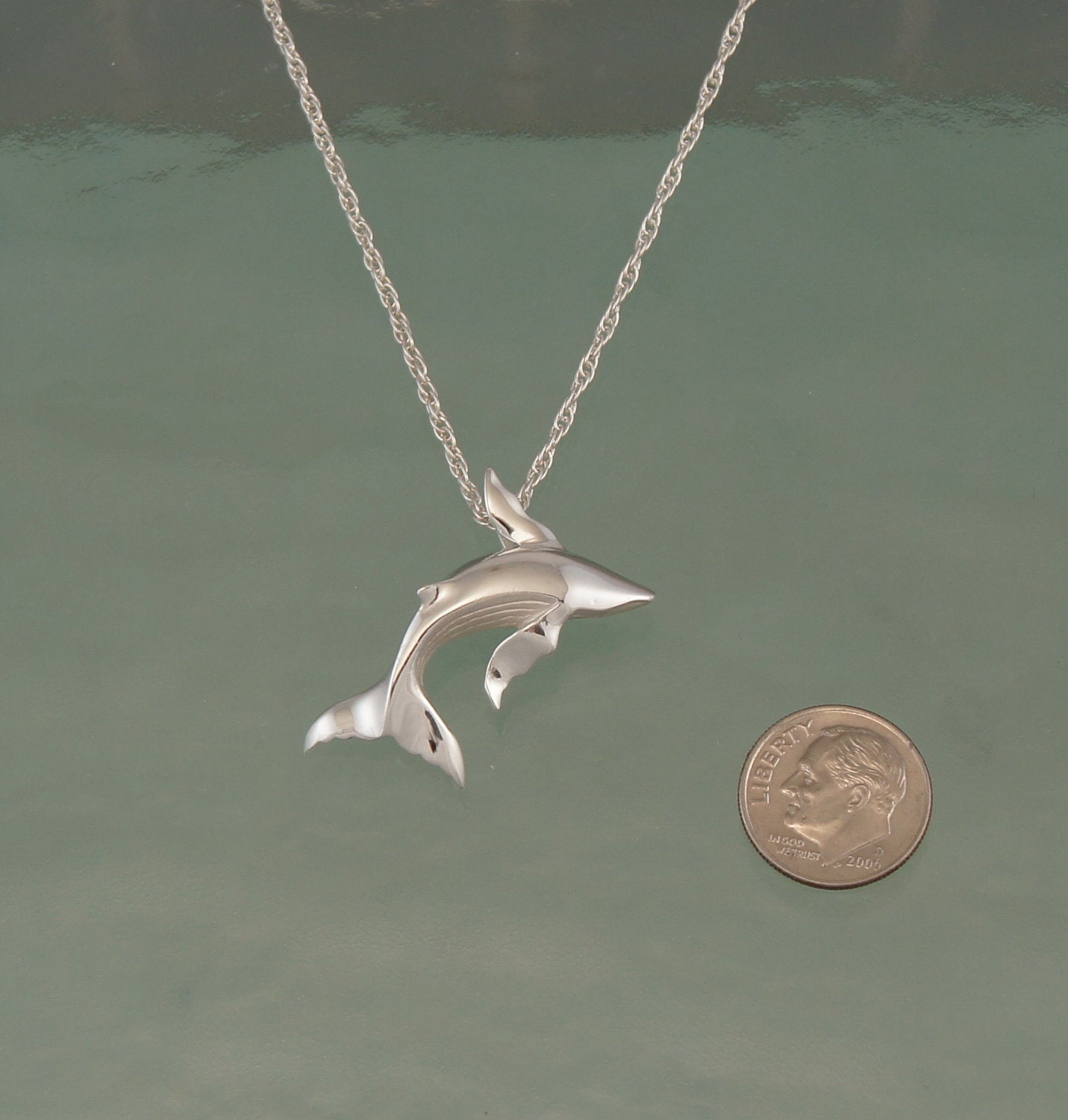 silver humpback whale pendant