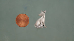 sitting  silver  kit fox pendant , satin finish
