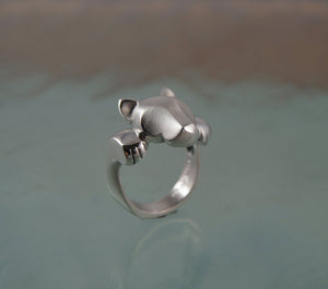 sterling silver leaping puma ring