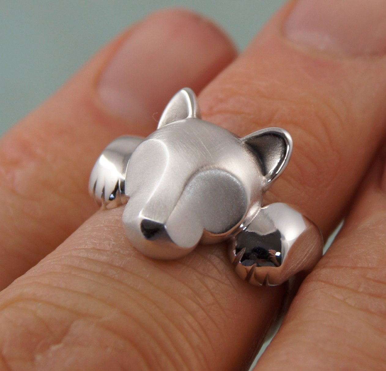 sterling silver leaping puma ring