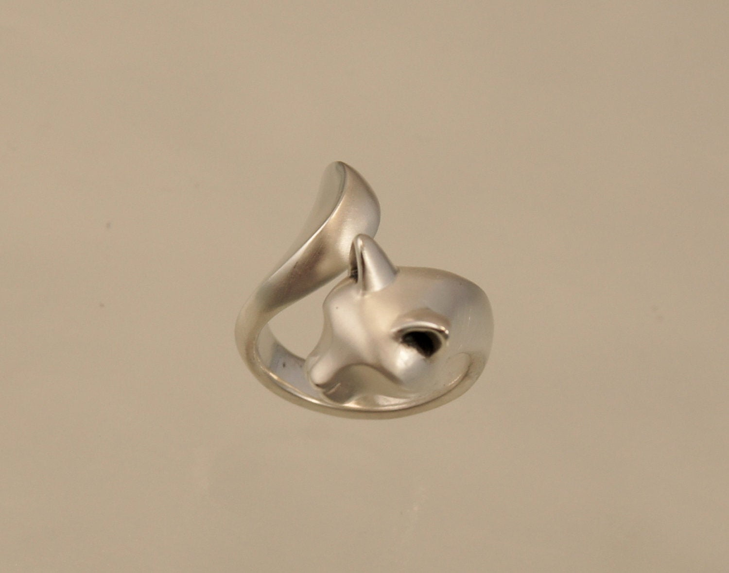 Forest cat sterling silver ring
