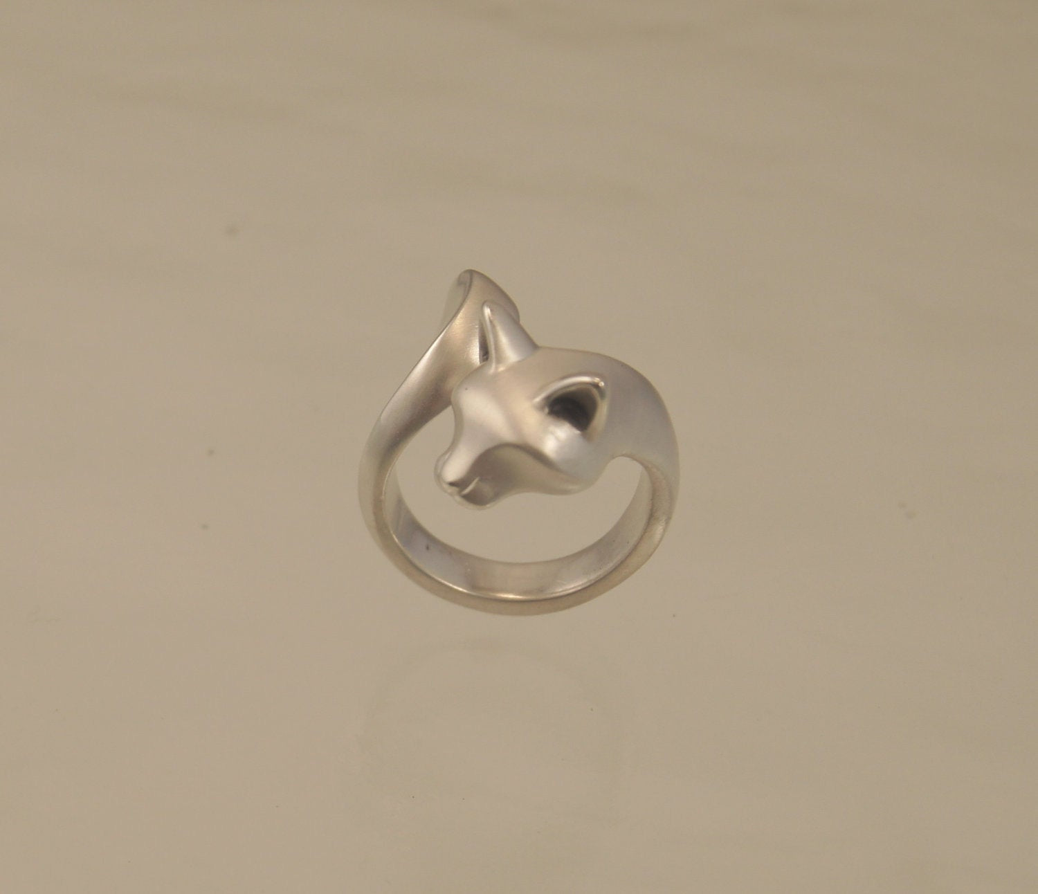 Forest cat sterling silver ring
