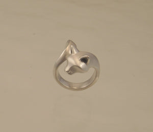 Forest cat sterling silver ring